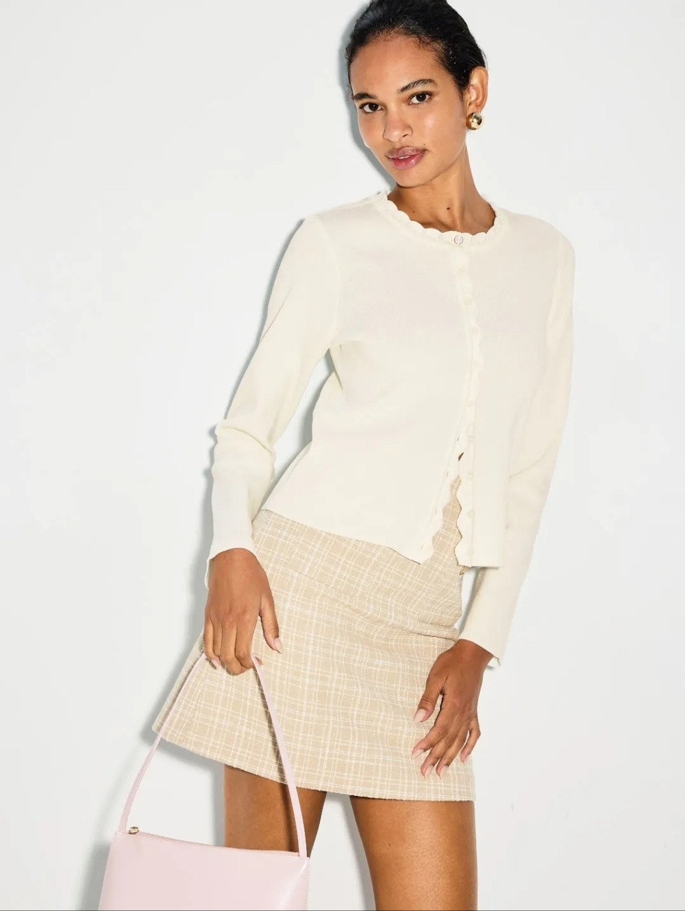 Ted Baker London Scallop Crew Neck Cardigan Size M